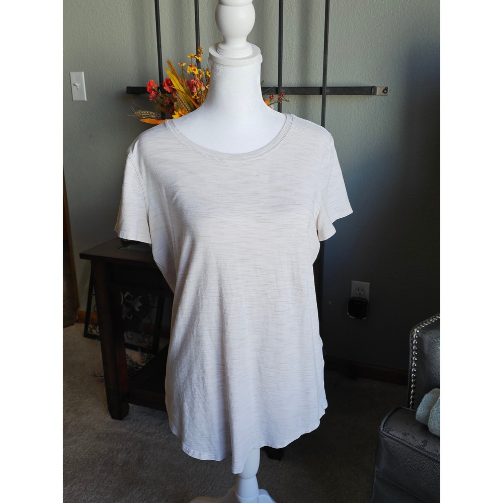 Lululemon Love Tee Short Sleeve Women Size 12 Heathered White Space Dye T-Shirt